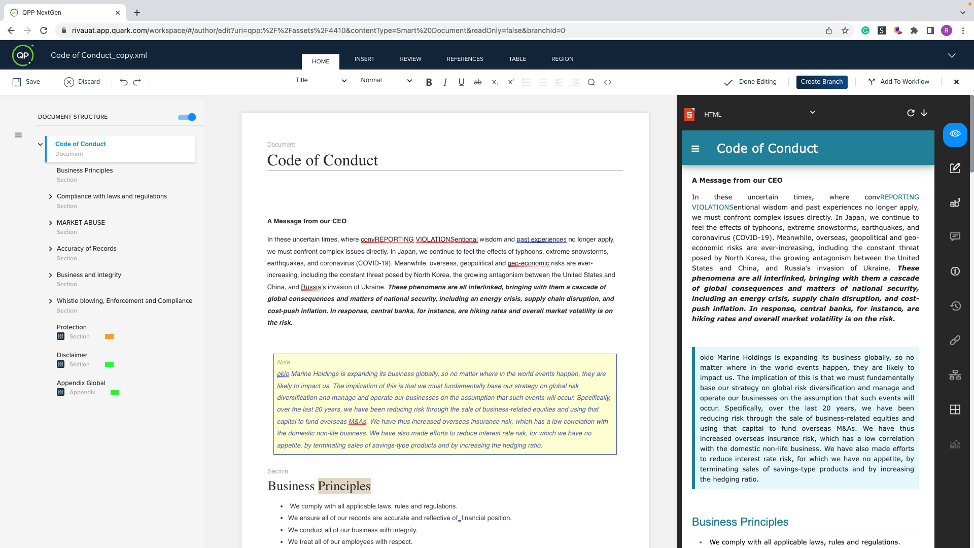screenshot of Quark Publishing Platform
